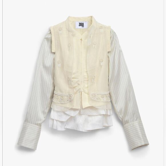 NWT ZARA Authentic ROMANTIC SHIRT ZARA ICONS LIMITED EDITION oyster white - Picture 16 of 17